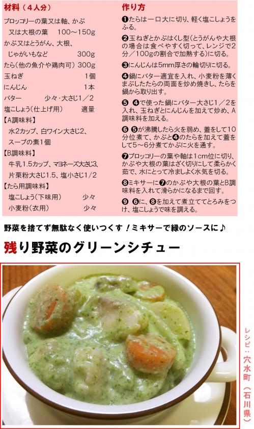 残り野菜のグリーンシチュー