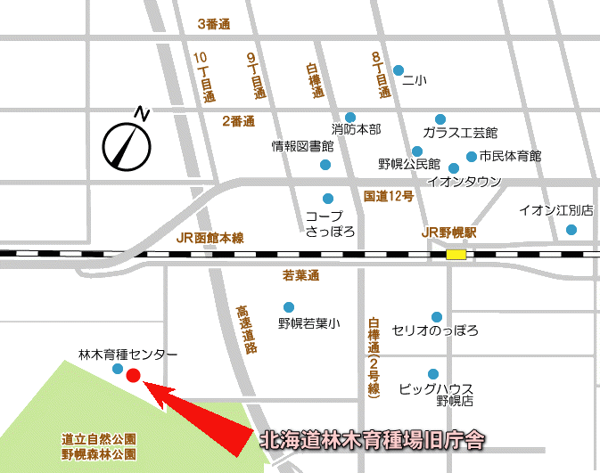 林木育種場旧庁舎位置図です