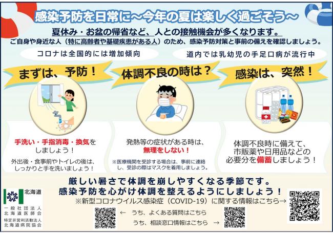北海道作成の感染予防呼びかけリーフレット画像
