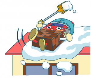 雪下ろし中のボーカくん