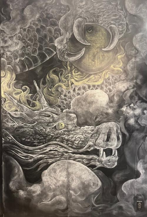 チョークアート龍雲