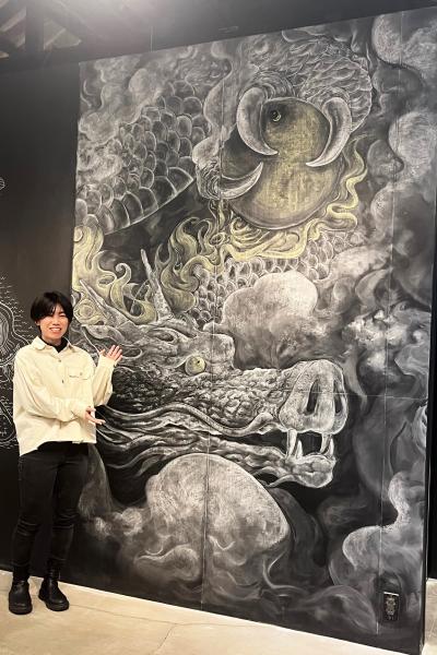 チョークアート「雲龍」