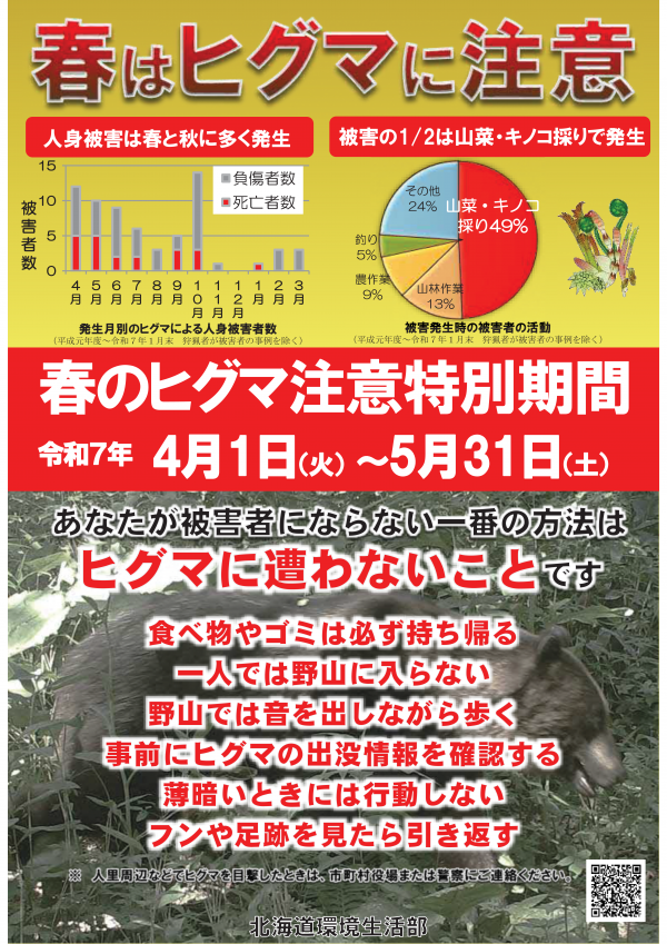春のヒグマ注意