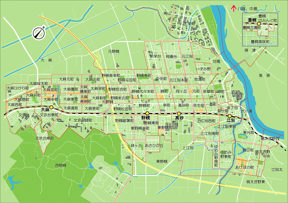江別市町名区域図
