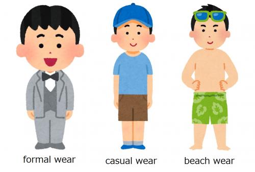 formal wear casual wear beach wear