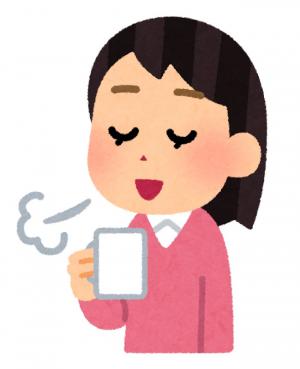 a woman enjoying coffee